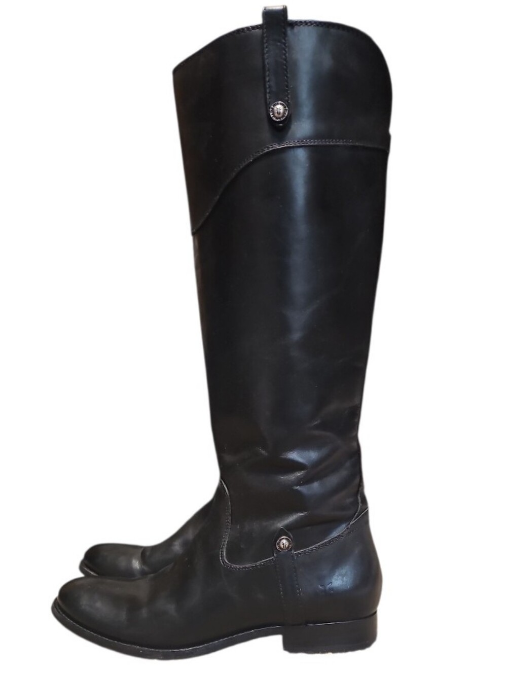 Frye Melissa Tab Tall Black Leather Riding Boots